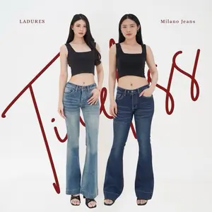 [LADURES] Milano Cutbray Jeans - Low Waist Rise Flare Pants Denim Wanita Celana Panjang Cewek