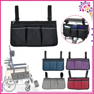 Tas Organizer Kursi Roda Tas Penyimpanan Barang Kursi Roda Tas Samping Kursi Roda 3 Kantong Kapasitas Besar Dengan Tas Kereta Dorong Portabel Ritsleting