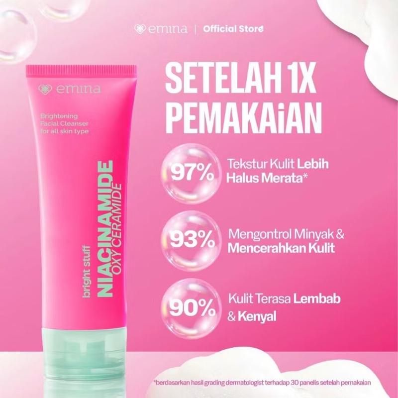 EMINA FACIAL WASH BRIGHT STUFF BRIGHTENING FACIAL CLEANSER FOR ALL SKIN TYPE 50ML (KECIL) EMINA FACIAL WASH BRIGHT STUFF BRIGHTENING FACIAL CLEANSER FOR ALL SKIN TYPE 50ML (KECIL)