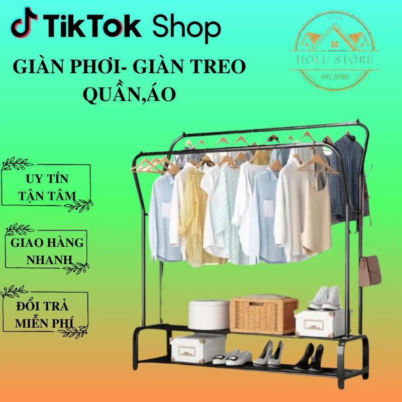 Giá treo quần áo, kệ treo quần áo, có kệ để giày dép - giàn phơi sắt sơn tĩnh điện.