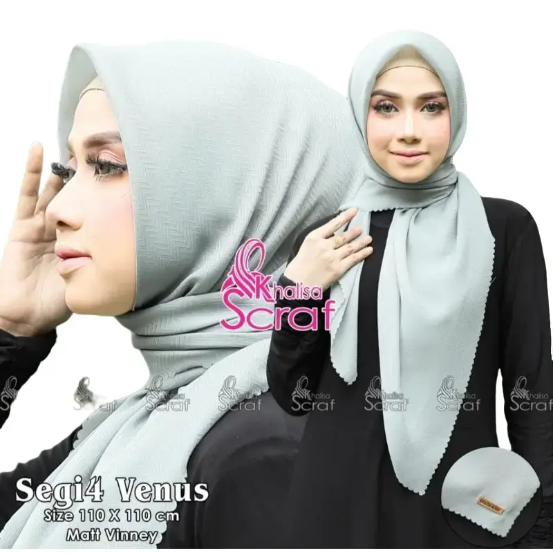 JILBAB SEGI EMPAT POLOS/ HIJAB TERBARU/ SEGI EMPAT VENUS BAHAN VINNEY PREMIUM KHALISA SCARF Kerudung Muslim Square Standar