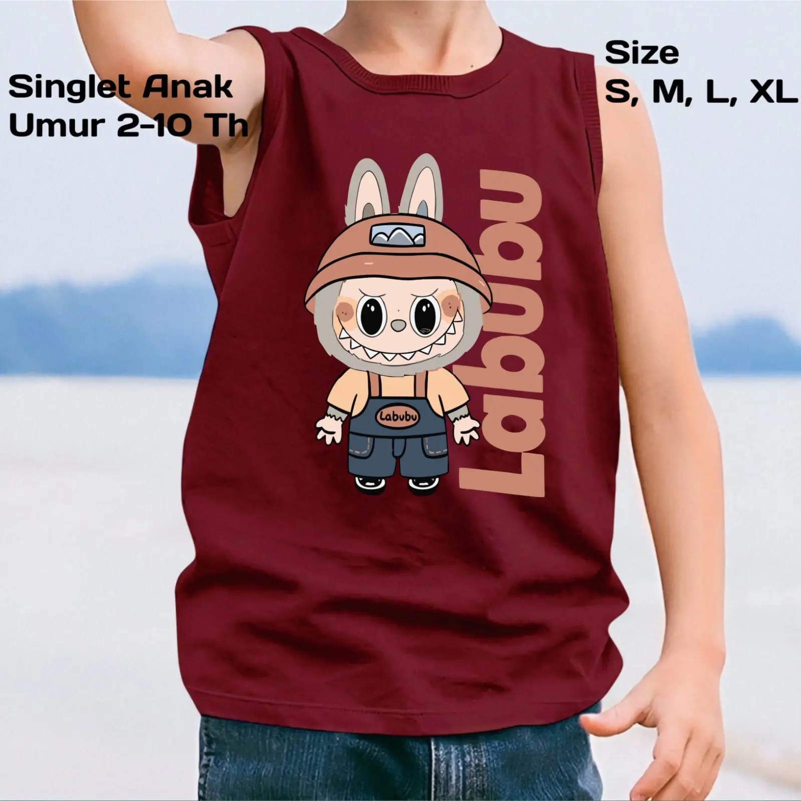 Kaos Lekbong Ideal Anak Cowok/Cewek Unisex Singlet 2-10 Tahun Model Cowok Cewek Fashion Baju