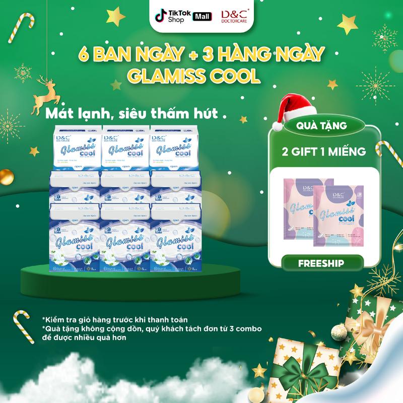   BAO BÌ MỚI  9 gói Băng vệ sinh Glamiss Cool  6 ban ngày và 3 gói hàng ngày   mát lạnh bạc hà 