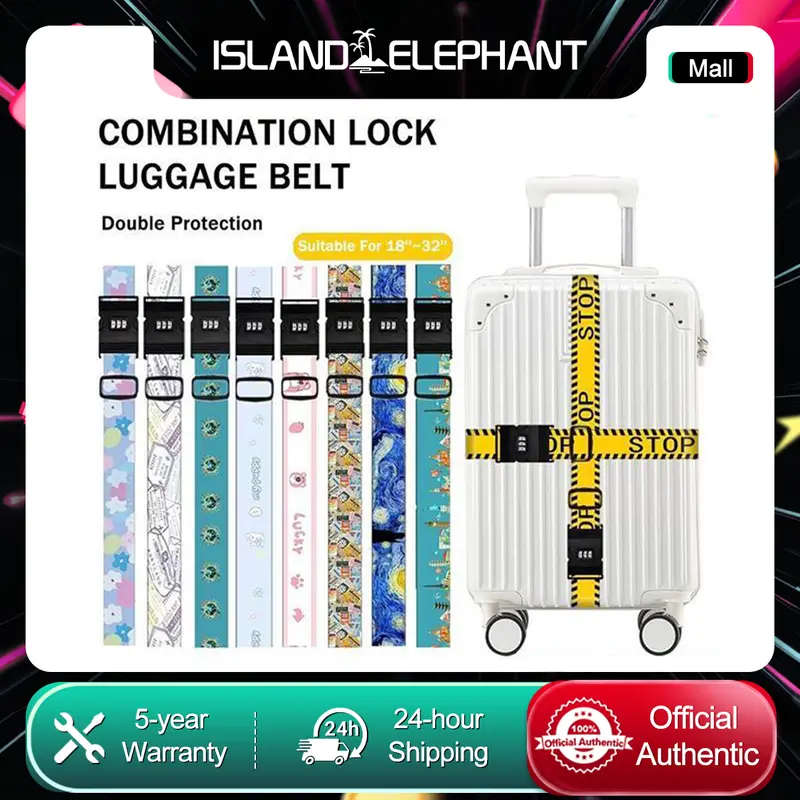 ISLAND ELEPHANT Luggage Strap With Lock Luggage Belt Strap Cross Straps Travel