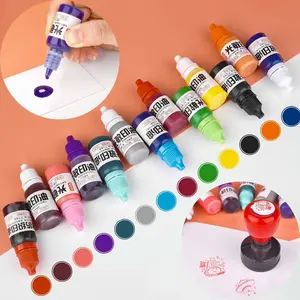 10ml Ink Textile Waterproof Oil Ink Stamp Refill Ink For Office School Make Seal Supplies Students Children Printing Not Fade - L