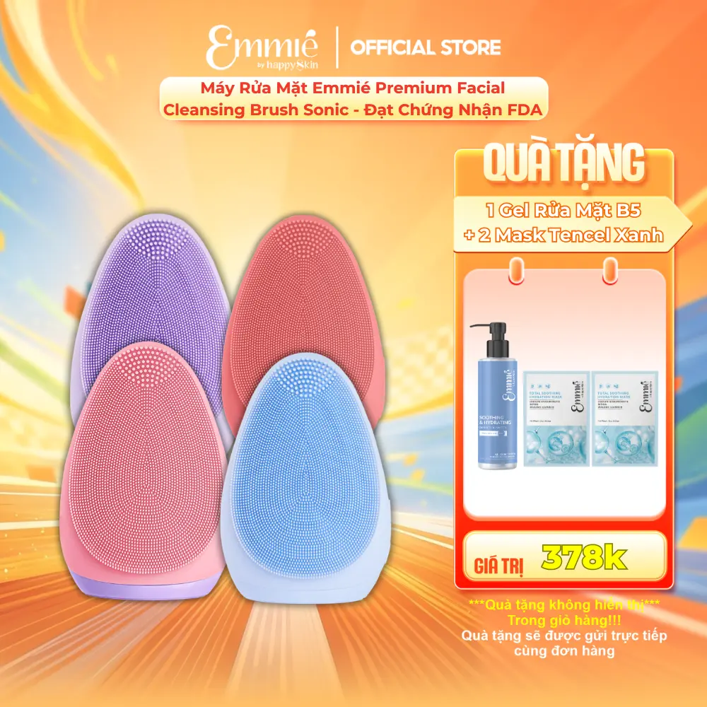 Máy Rửa Mặt Đa Năng Emmié by Happyskin Premium Facial Cleansing Brush Sonic - Đạt Chứng Nhận FDA