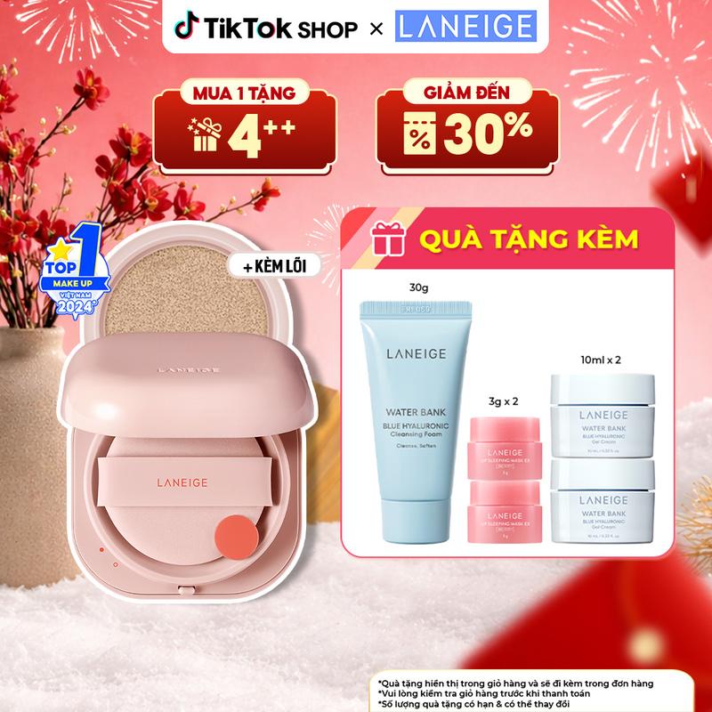 HOT DEAL Phấn nước che khuyết điểm mỏng nhẹ lâu trôi LANEIGE NEO Cushion Glow 15gx2 kèm lõi thay thế Mỹ Phẩm Cosmetic Women Trang Điểm