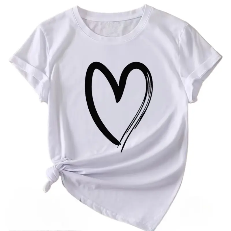 Baju Atasan Kaos katun combed/kaos wanita/baju wanita Santai Printing Oversize Spandex LOVE Oblong Tee Panjang Polos Cewek Distro 8