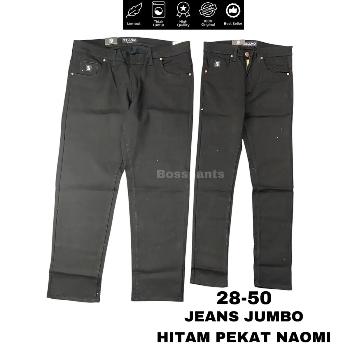 ZELLVO - Celana Jeans JUMBO HITAM PEKAT NOMI Panjang Slimfit Stretch Premium Soft Jeans Nyaman Tebal Melar Santai Distro