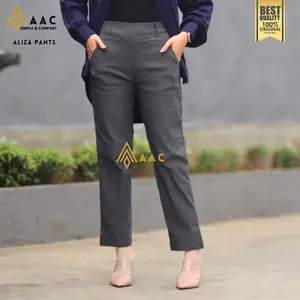 AAC Aliza Pants Celana Panjang Wanita Regular Fit Celana Kerja Kantor Kain Melar Elastis Soft Jeans Formal Dan Casual Basic Hitam Baggy Katun Karet Linen Kulot