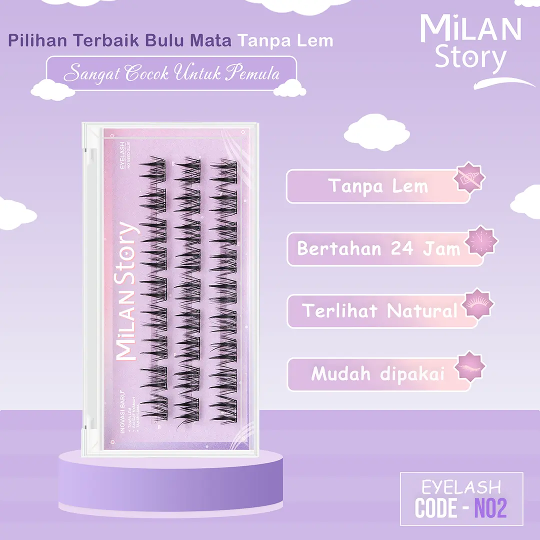 [ LANGSUNG TEMPEL ] MILAN STORY Bulu Mata Palsu Tanpa Lem N02 Serat Kapas Premium Fairy Bulu Mata Palsu | Eyelash Extention | Eye Make Up | Douyin Lash Tanpa Pinset