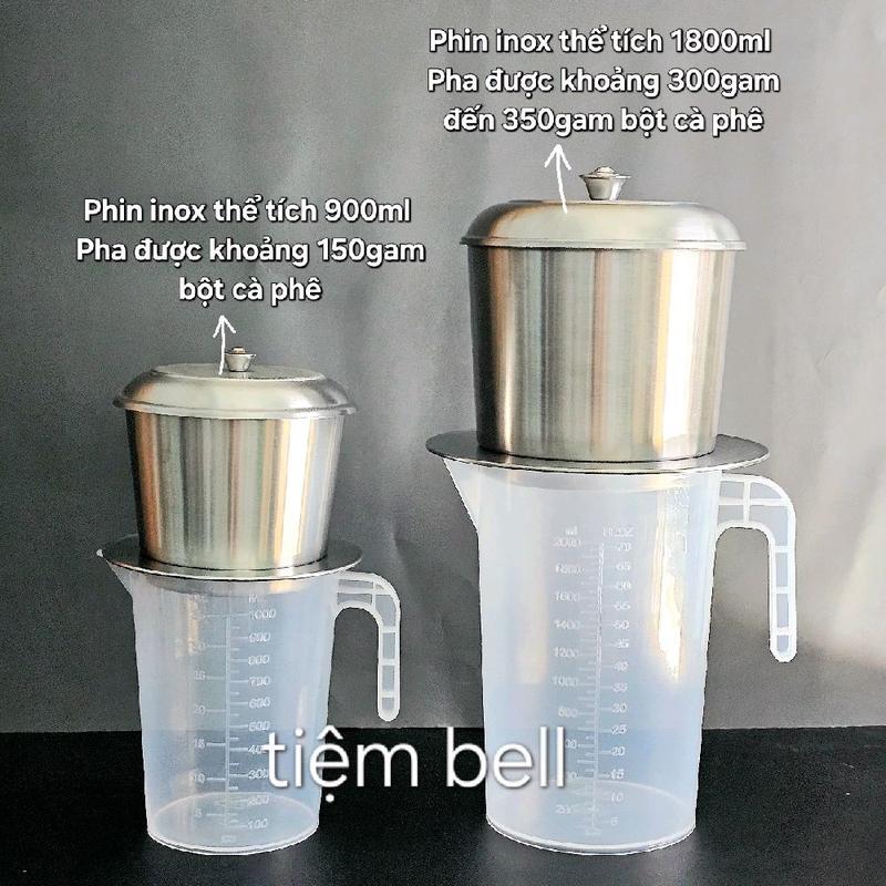  Phin INOX chất liệu inox 430 phin lớn nhiều size pha 150gam và 300gam bột cà phê  có bán kèm ca đong nhựa hứng nước cốt cà phê nếu khách cần mua vui lòng chọn  