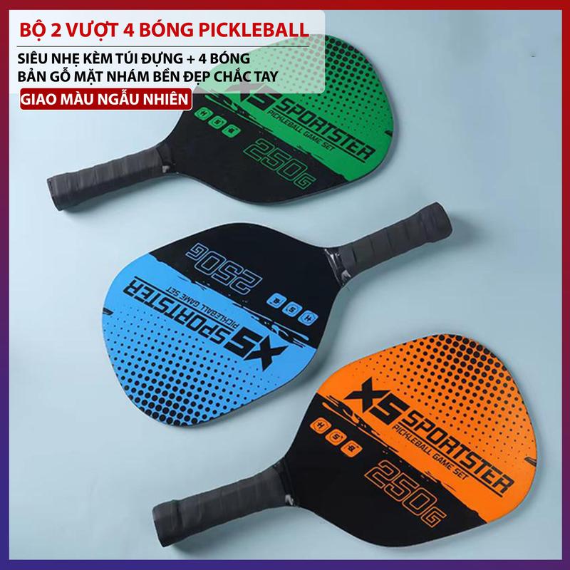 Bộ 2 Vợt Chơi Bóng Pickleball Siêu Nhẹ Kèm Túi Đựng 4 Quả Bóng Chuyên Nghiệp Bền Đẹp Chắc Tay Phù Hợp Cho Mọi Lứa Tuổi