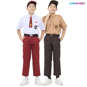 Junior Kids - Setelan Seragam Sekolah Sd Merah Putih Dan Pramuka Anak Laki Laki Lengan Pendek Celana Panjang Kelas 1 2 3 4 5 6 Sd Usia 7 Sampai 12 Tahun