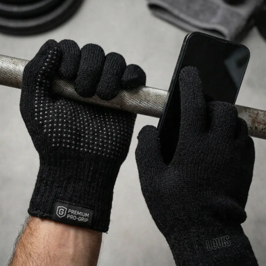 Sarung Tangan Rajut Full Finger Anti Slip Bintik Karet Tebal Motor Outdoor