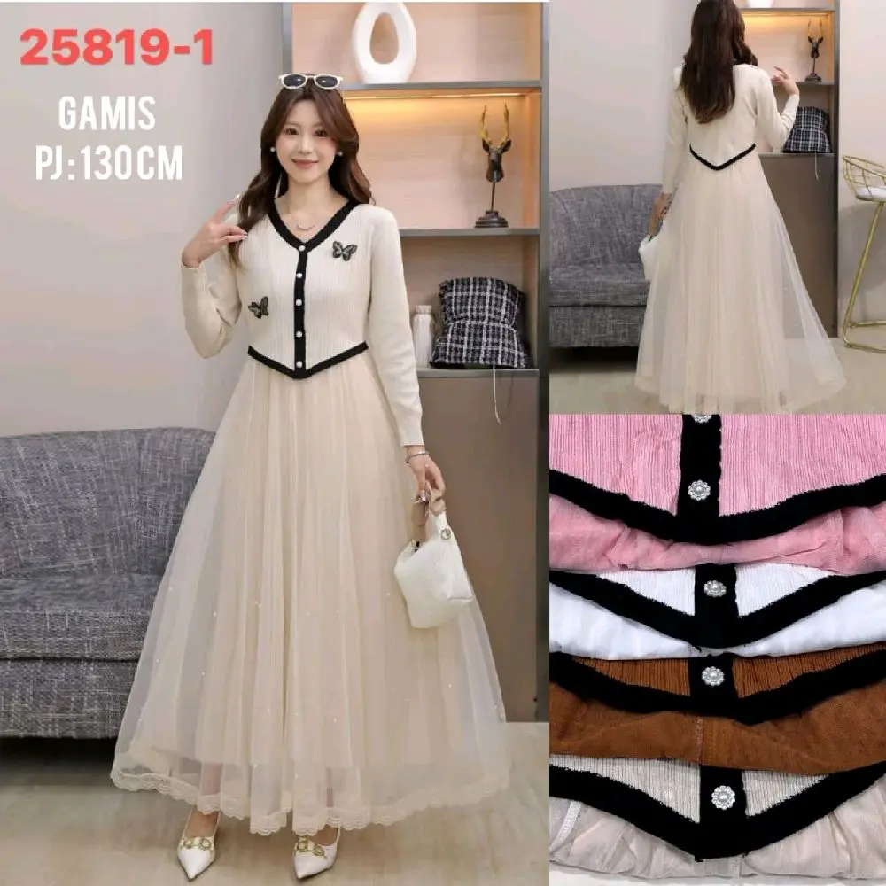 MAXI DRESS RAJUT MIX PLISKET MOTIF TERBARU