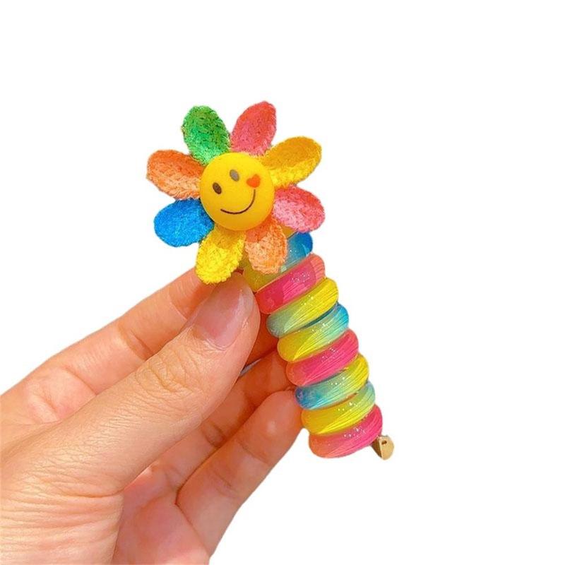 Dây Buộc Tóc Cho Trẻ Em, 2 Cái, Dễ Thương, Nhiều Màu Sắc, Đường Dây Điện Thoại, Dây Buộc Tóc Cho Bé Gái, Hoa Hoạt Hình, Co Giãn, Tóc Đuôi Ngựa Đôi, Dây Buộc Tóc Xoăn 8