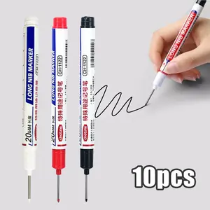 10PCS/Set Spidol Penanda Besi Kayu Spidol Marker Anti Air Long Nib Marker Serbaguna Penanda Besi Kayu