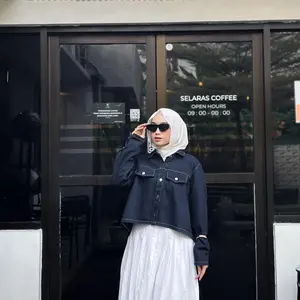 Luna Pleated Denim Jacket By Keenohel l Denim Jacket l Outer l Jaket Wanita | Atasan Wanita Cewek Blazer Casual