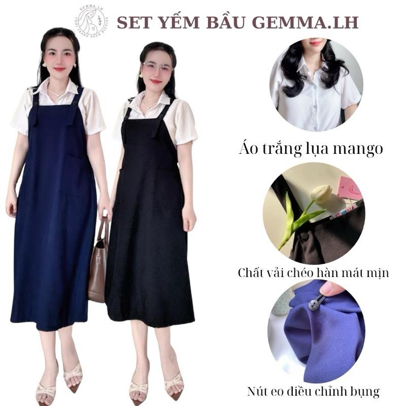 Yếm bầu Y2( Cả sét áo và yếm) GEMMA.LH màu đen và xanh đen từ 40kg đến 100kg Váy yếm Bầu