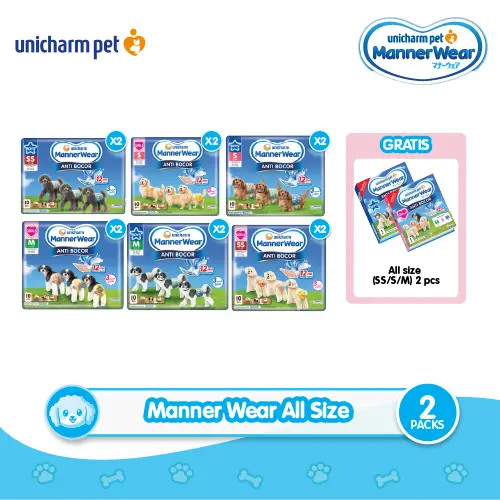 [Gratis Manner Wear 2 Pcs] - Unicharm Pet Manner Wear Multivariant All Size 10 Packs isi 2 Pcs