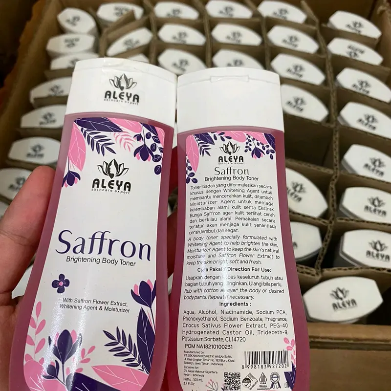 [3PCS] ALEA TONER BADAN SAFFRON ALEYA SAFFRON BRIGHTENING BODY TONER 100ml BY ALEYA 3