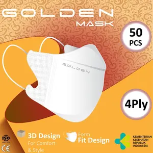 Masker Duckbill GOLDEN 4ply isi 50pcs Kemenkes