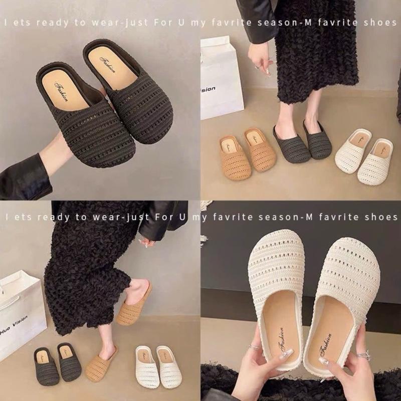 Hàng Có Sẵn Dép sục rọ nữ thiết kế lưới đan len tiểu thư chất cao su non êm chân -Topsneaker