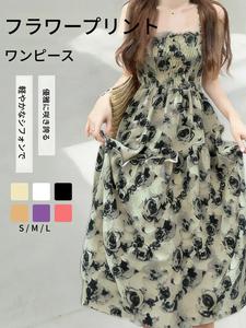 女性用の花柄のネクタイショルダーキャミドレス、ファッションカジュアルなノースリーブのロングドレスで毎日のアウトドアウェア、女性用の夏用ドレス