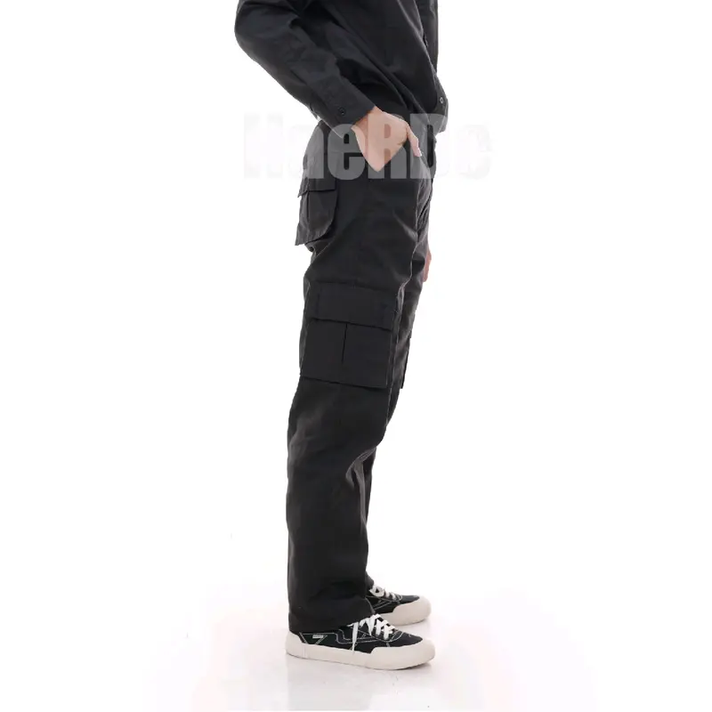 Celana Cargo Gombrong Panjang Pria Standar Reguler Loose Fit Celana Panjang Kargo Kimpul Hitam Army Abu Mocca Cream  Nyaman Straight 2
