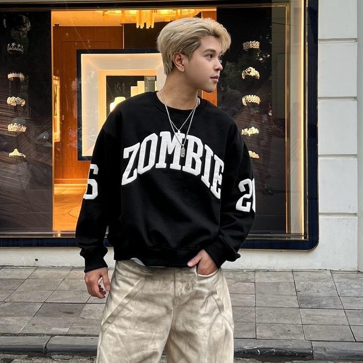   NEW  Áo SWEATER Nỉ Chân Cua 420gsm ZOMBIE.CLUB mã SWT26 In Nổi Phồng Chính Hãng 