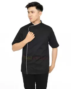 Gold Kitchen Baju Chef Baju Koki Chef Jacket Seragam Kerja Lengan Pendek Untuk Pria Wanita Model Mandarin Std Hitam Putih Hitam Putih Hitam Putih Safety Wearpack Safety Wearpack