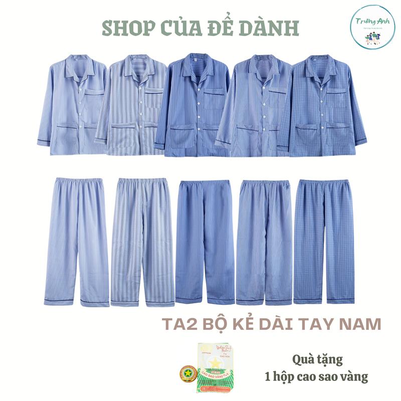 TA2 - Bộ kẻ Pỵjama tay dài vải Kate Quà tặng kèm 1 lọ cao sao vàng
