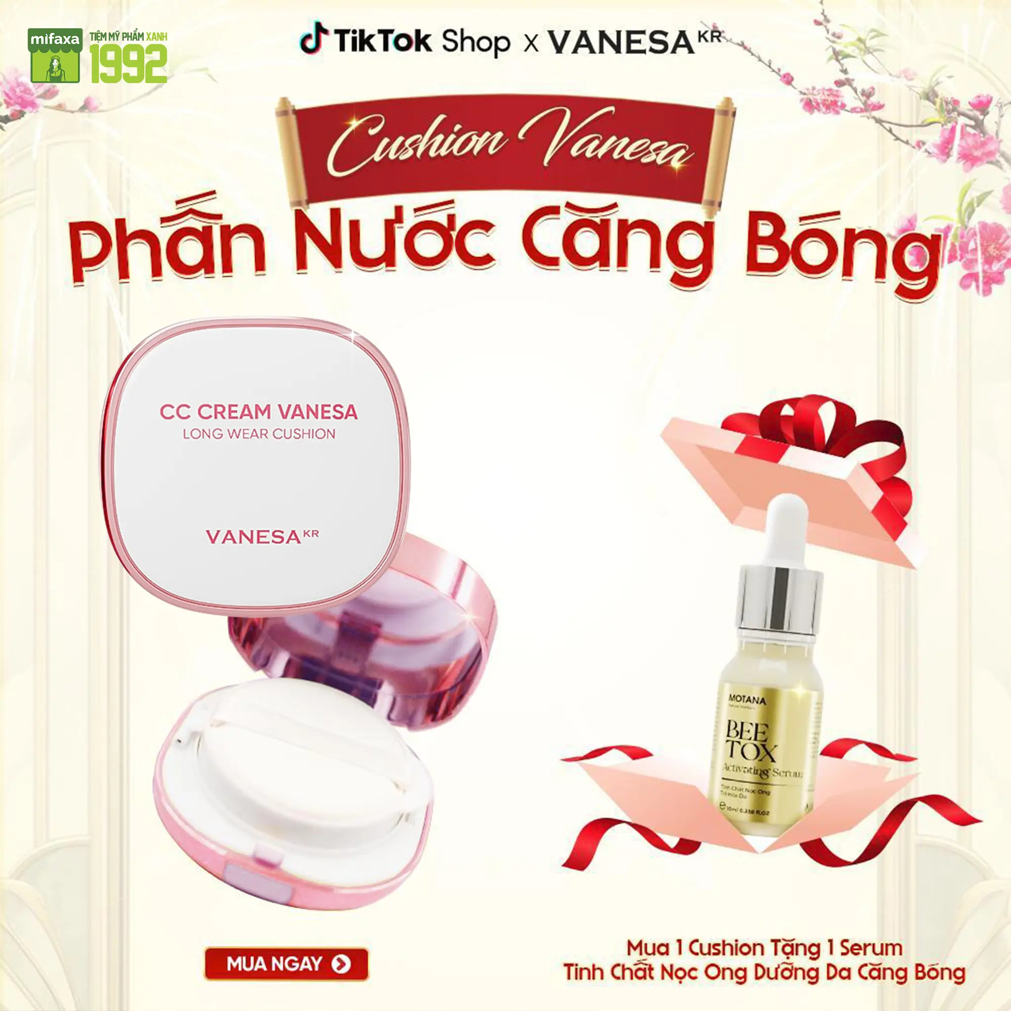 Phấn Nước Che Phủ Mỏng Mịn, Kiềm Dầu Hiệu Quả CC Cream Vanesa Long Wear Cushion Kem Nền Nữ Cosmetic Women Mỹ Phẩm Trang Điểm