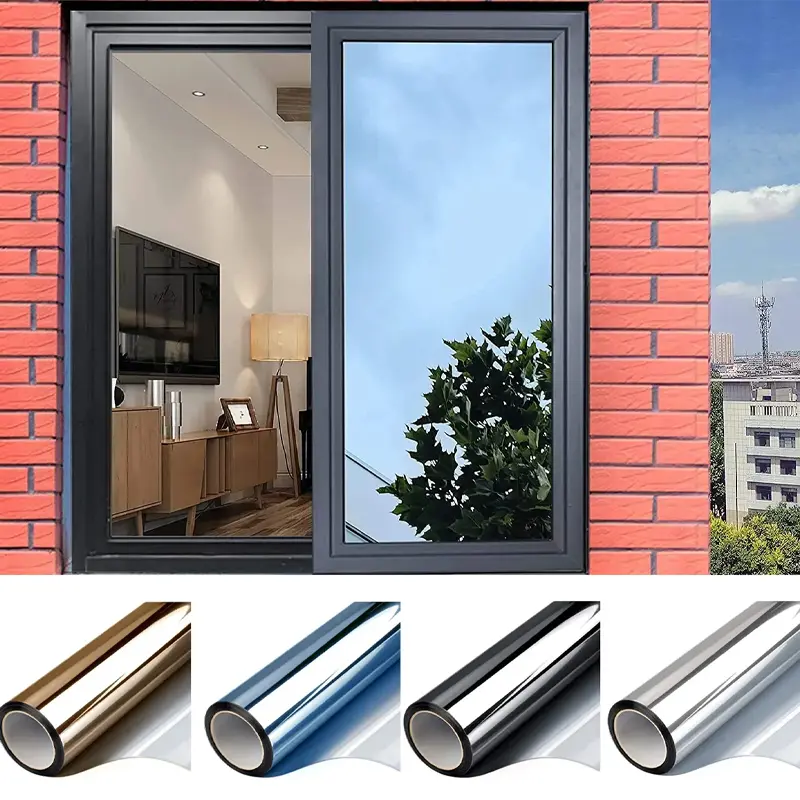 Window Film Self Adhesive One Way Mirror Daytime Privacy Window Glass Stickers Heat Control Anti UV Window Tint for Home