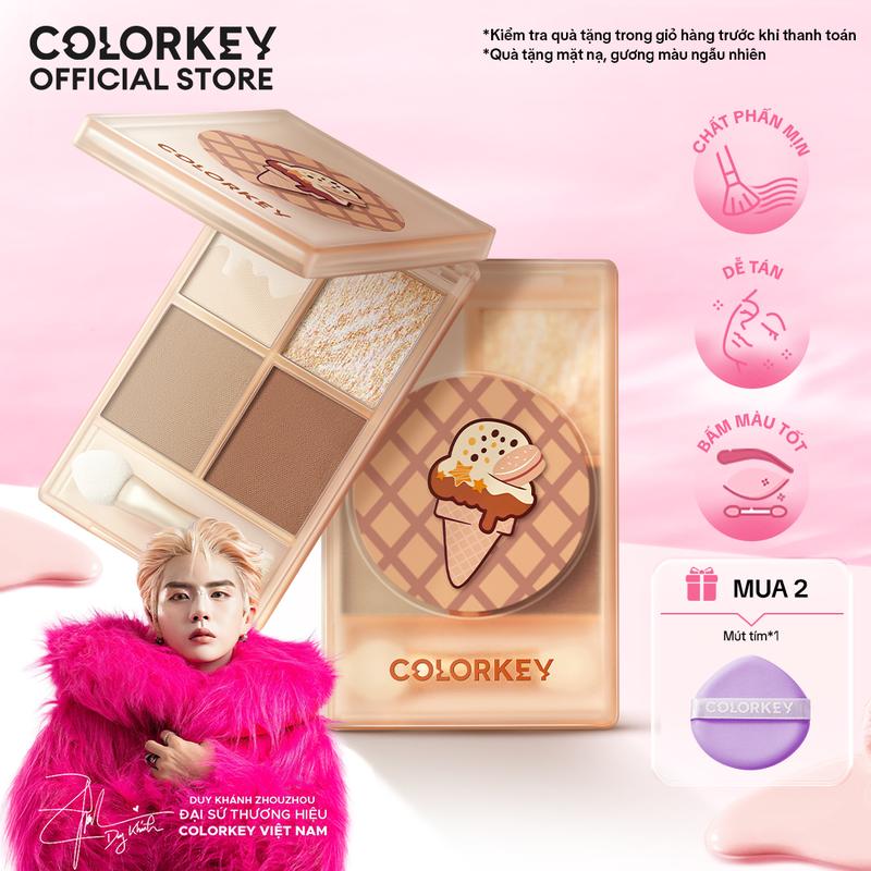  Bảng Phấn Mắt 4 Màu COLORKEY Phiên Bản Ice Cream Giới Hạn Màu Ngọt Ngào Chất Phấn Mịn 4g 