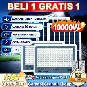 Garansi Seumur Hidup  Lampu tenaga surya outdoor otomatis 10000W Lampu sorot solar cell Super terang air tahan IP67 Lampu Sorot LED 0 tagihan listrik sepanjang tahun Ada panel surya Beli 1 gratis 1