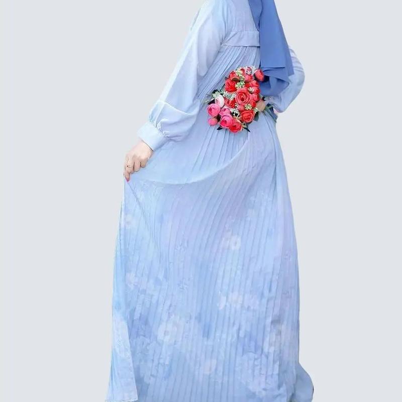 Meycha Ghania Dress Cantik simple Elegant Terbaru Bahan Silk Malika Gamis Mewah 2