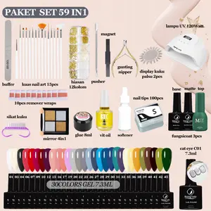 MSY SET NAIL ART LENGKAP 37IN1/43IN1/59IN1 SET KUTEK GEL NAIL POLISH UV/UNTUK NAIL ART PEMULA