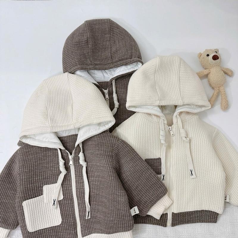   BeHan  Áo khoác len trần bông dày dặn có mũ len mềm ấm cho bé - A25B132 