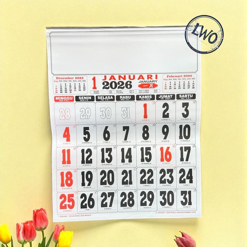 KALENDER JUMBO BI TAHUN 2026 KALENDER DINDING ANGKA JUMBO
