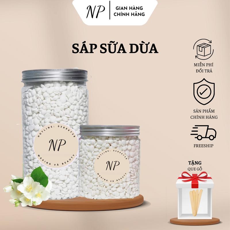   Tặng que  Sáp Wax Lông Sữa Dừa Cao Cấp NP Waxing Siêu Bám Lông Dùng Cho Da Nhạy Cảm Cạo Râu An Toàn Dành Cho Bikini Tay Chân Body 