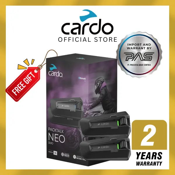 Cardo Packtalk Neo Duo Intercom Helm Motor Mesh Bluetooth Waterproof IP67