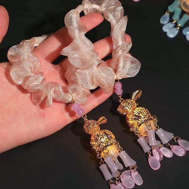 đèn lồng dạ quang cho trẻ em lễ hội Trung thu dây buộc tóc cho bé gái không làm đau tóc dây buộc tóc cổ trang Hanfu cung điện đèn phụ kiện tóc dây buộc tóc