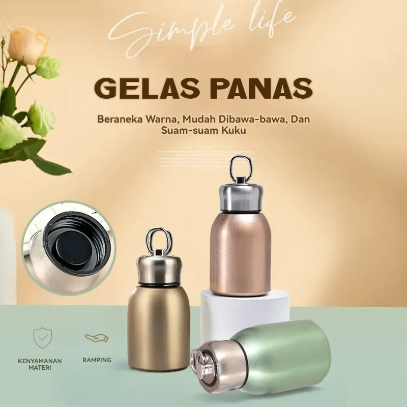 300ml Thermos Mini Hot Cold Vacuum  Insulated Mug  304   Berinsulasi Baja   Tahan Karat Portable Stainless Steel