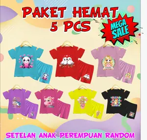 PAKET ISI 5 SETELAN SABRINA ANAK WARNA & MOTIF GAMBAR RANDOM Baju Perempuan
