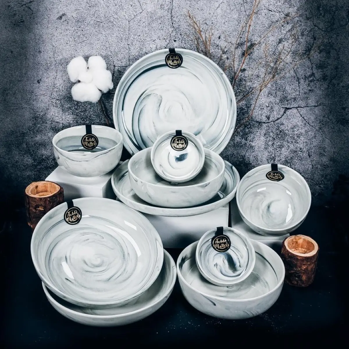 Table Matters - Marble 10PCS Dining Set  [Plates | Bowls | Saucers]