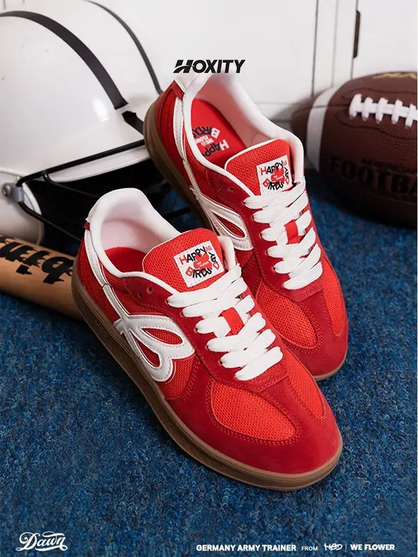 Hoxity - red Sepatu Sneakers Wanita Korean Style Original Casual Shoes Fashion Kulit Premium - 344 7