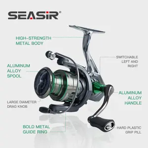 SEASIR Reel Pancing DW 1000 7000 Full Besi Air Laut Tawar Spinning Gulungan Putar 14+1 Bantalan Bola Logam Tarik Maksimal 15kg Fishing Wheel One Way Ryobiseasir - Metal