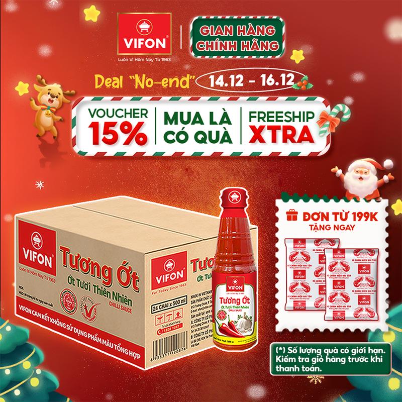   VOUCHER HOT 15%  Thùng 24 Tương Ớt VIFON 500ml  Chai - Nguồn nguyên liệu tự nhiên phẩm màu độc hại  Gia Vị Nước Sốt 